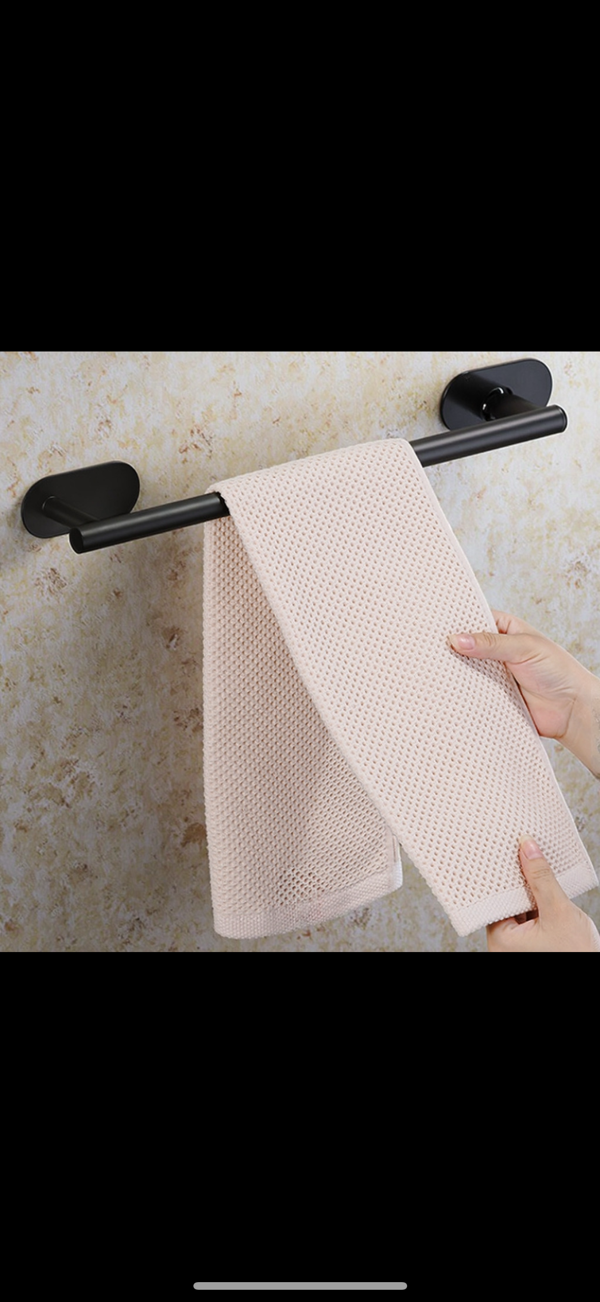 Handdukshållare 40 cm – Självhäftande Modern Svart